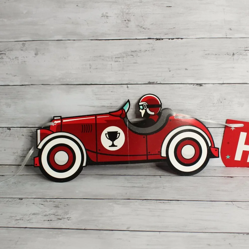 Vintage Derby Race Cars Happy Birthday Banner Paper Plates Party Decor